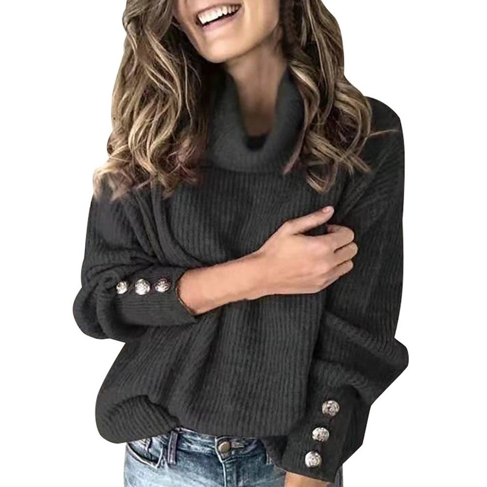 Gros Pull Col Roule Femme Noire