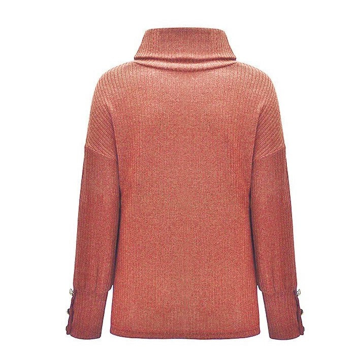 Gros Pull Col Roulé Femme Rouge Orange