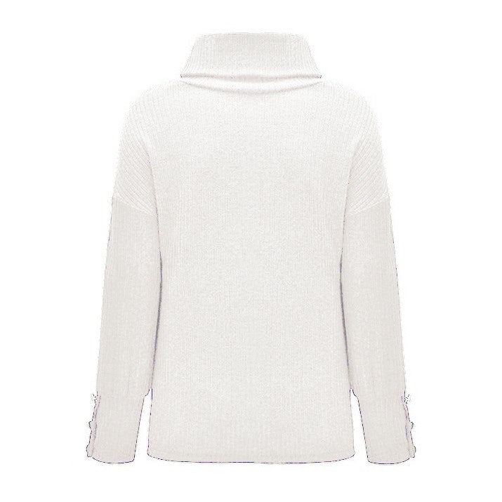 Gros Pull Col Roulé Femme Blanche