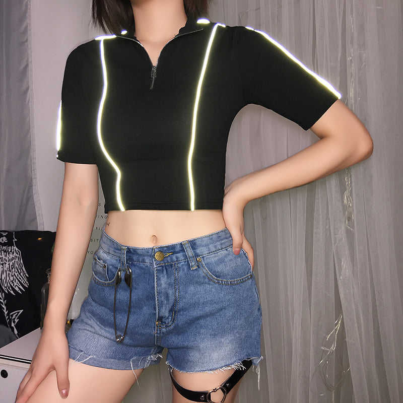 Crop Top Noir Zip