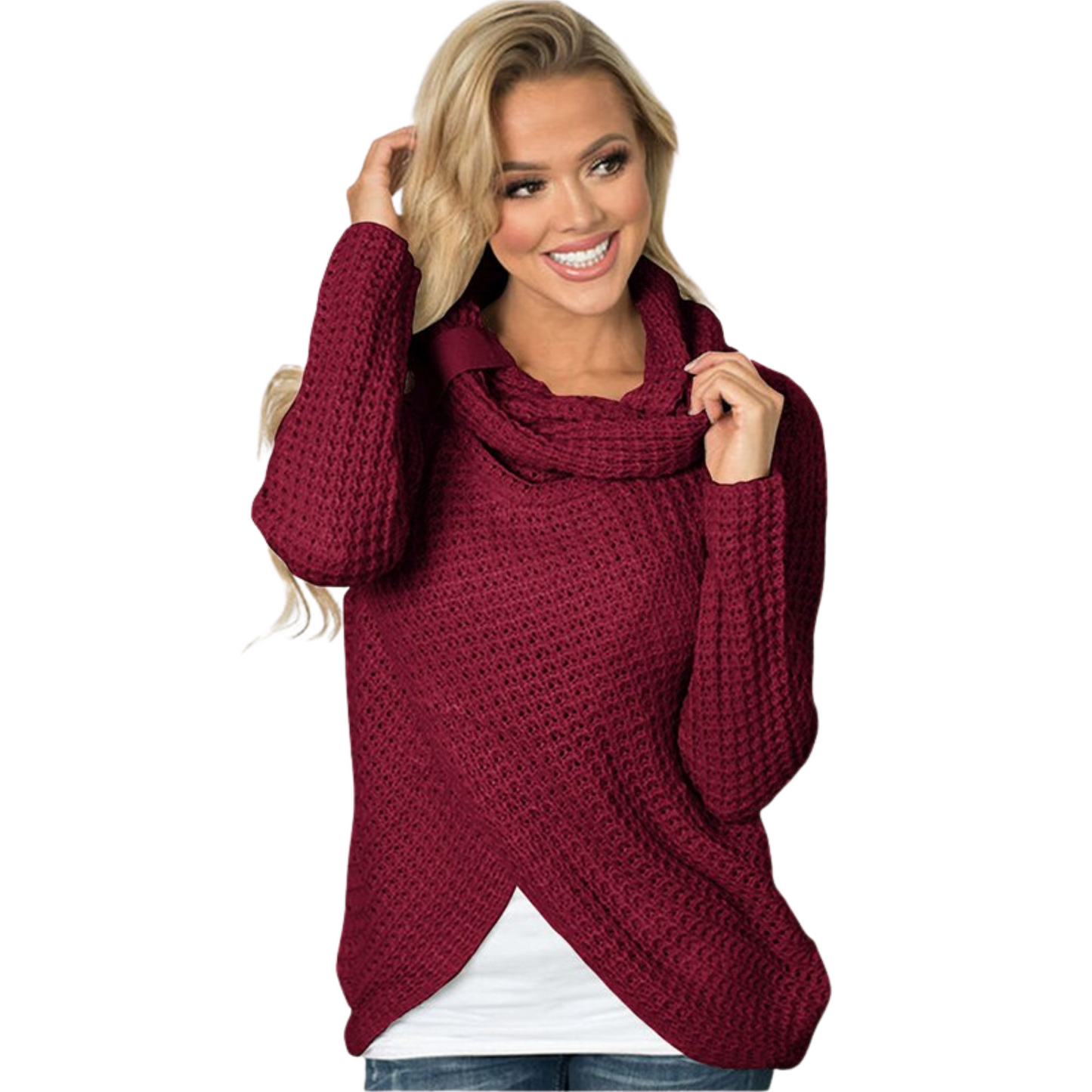 Haut Col Bénitier Femme Rouge