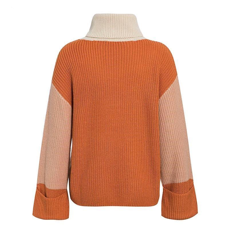Col Roule femme pull orange