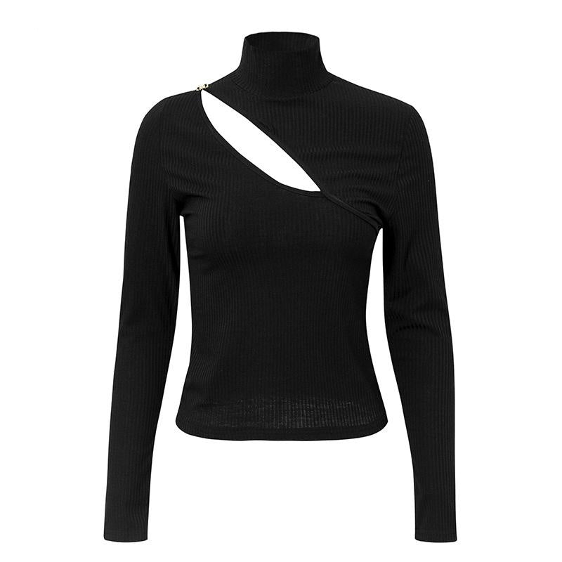 Sous-Pull Noir Col Roulé Femme