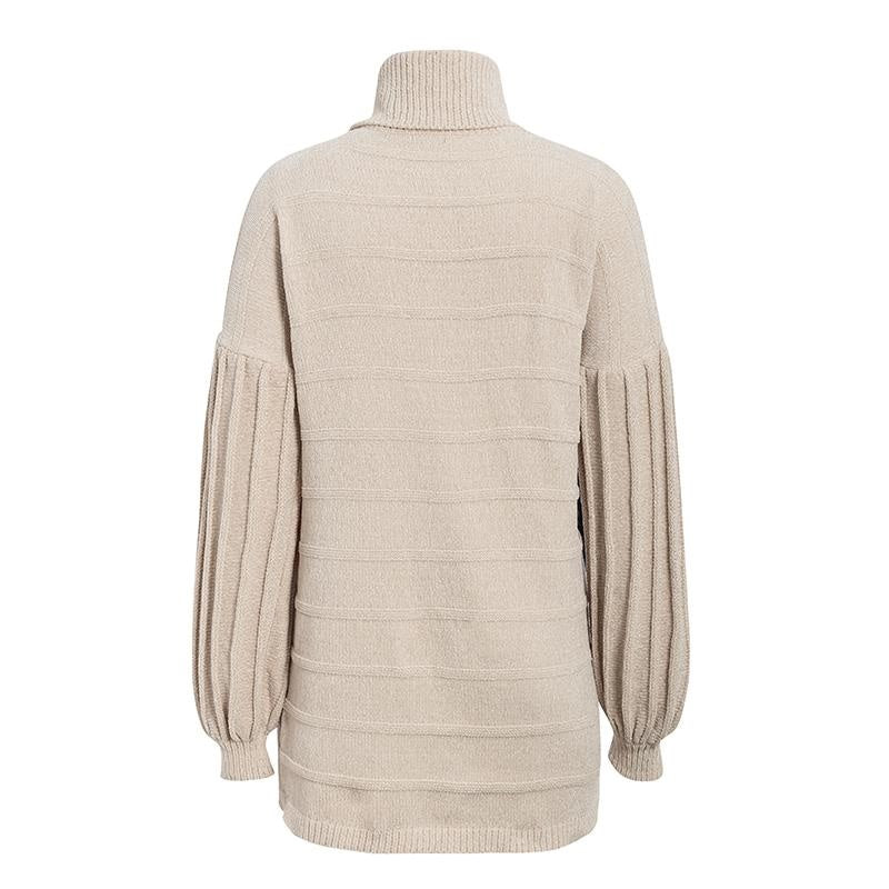Robe Pull Col Rouler Beige