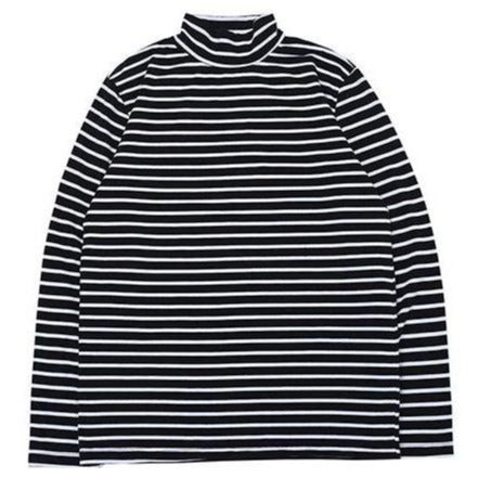 Sous-Pull Col Roulé Rayé Noir/Blanc