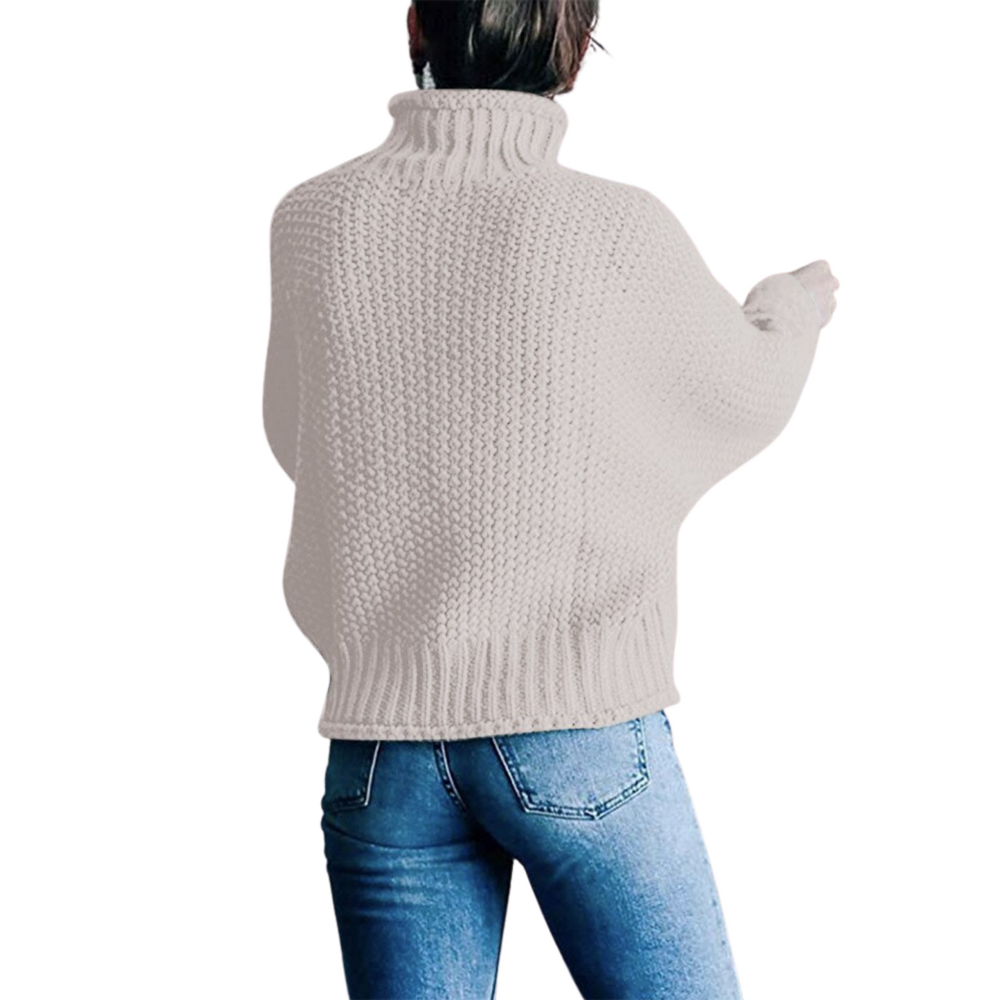 Pull Chaud Col Montant Femme Blanche