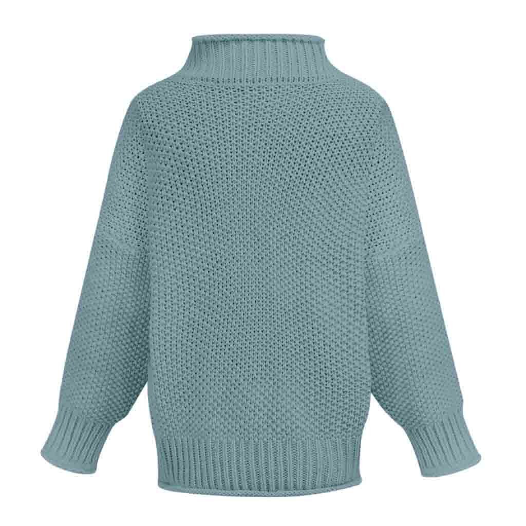 Pull Chaud Col Montant Femme Bleu Clair