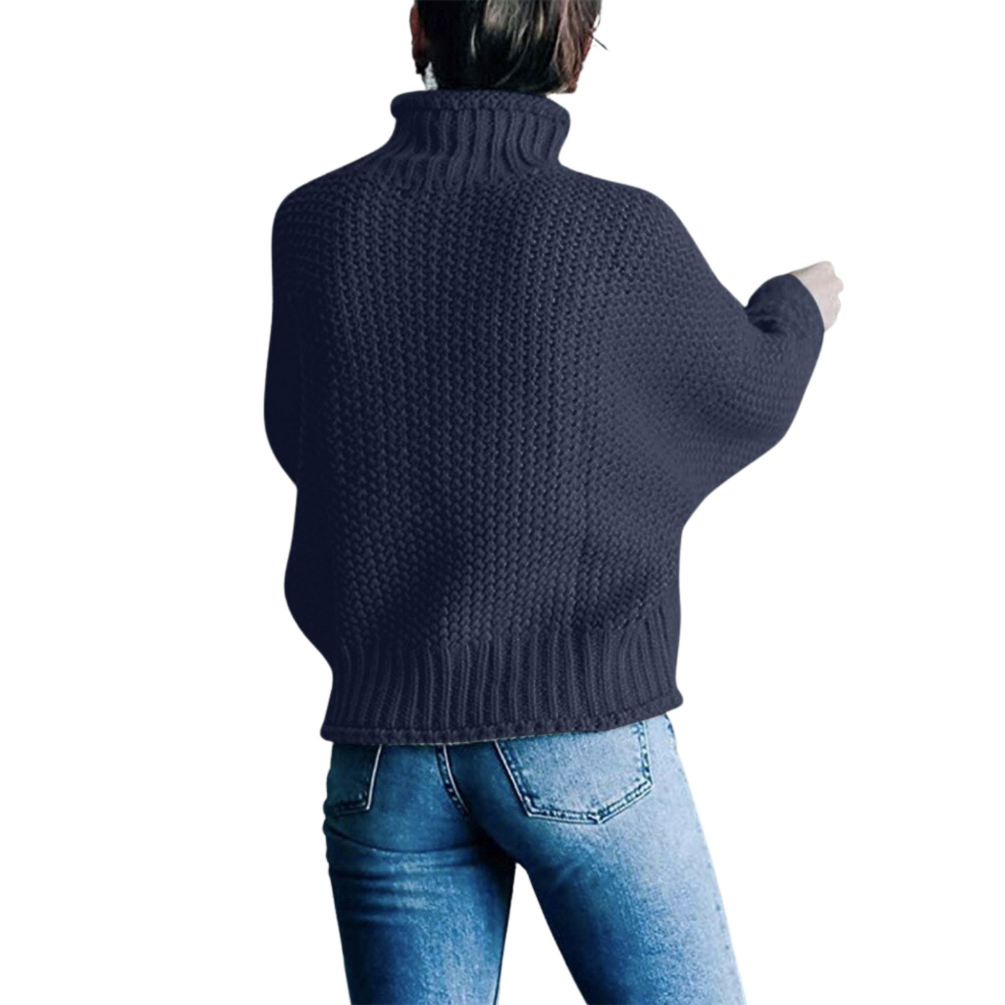 Pull Chaud Col Montant Femme Bleu