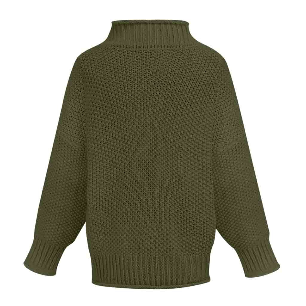 Pull Chaud Col Montant Femme Vert Khaki