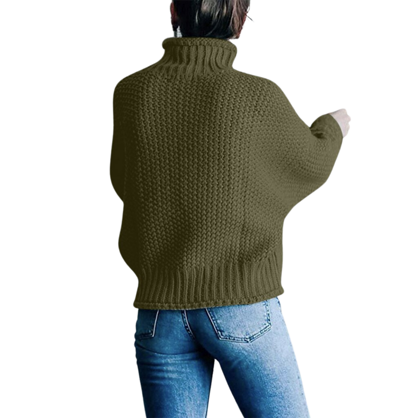 Pull Chaud Col Montant Femme Vert