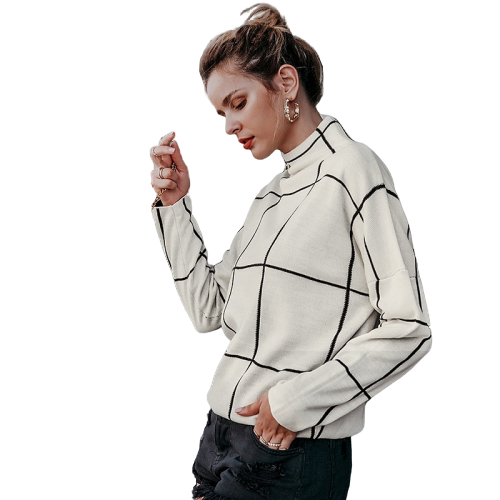col roule femme pull blanc