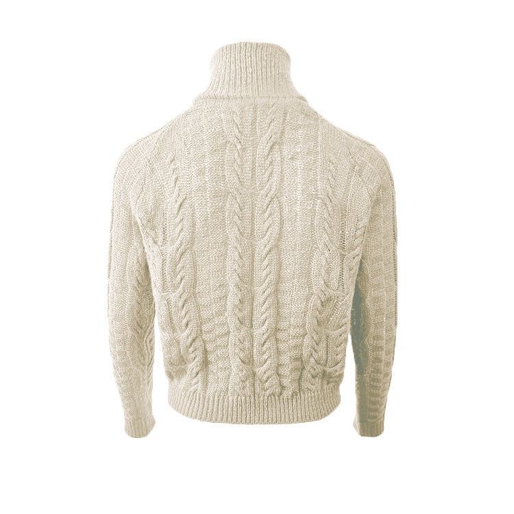 Pull Col Roule Femme Beige