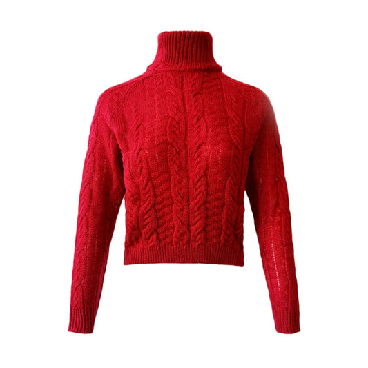 Pull Col Roulé Femme Rouge
