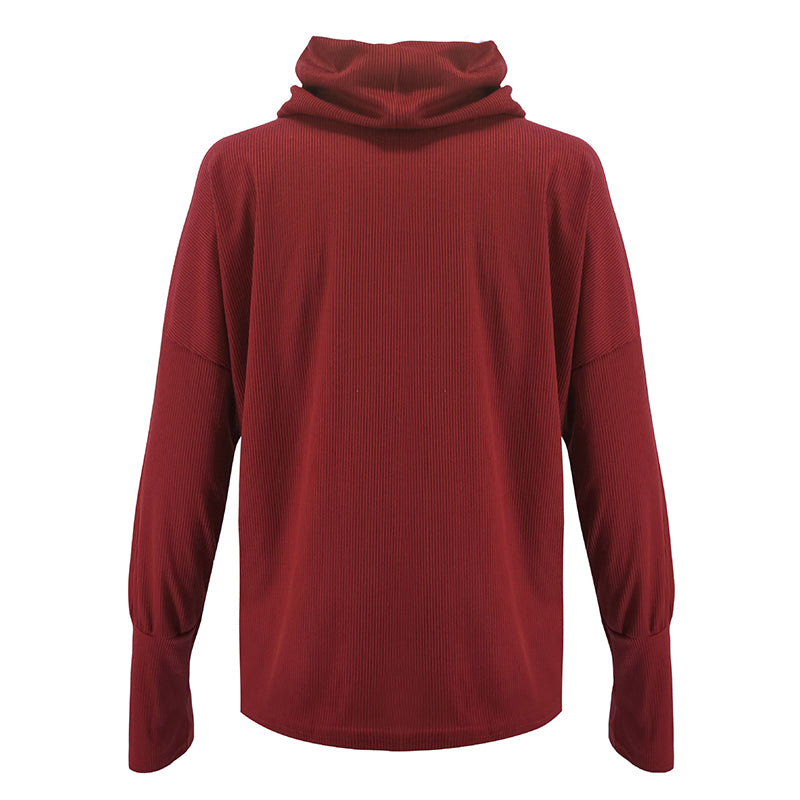 Pull Col Roulé Rouge Femme