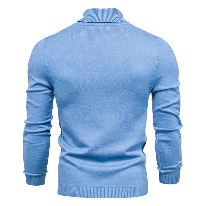 Pull en Laine Col Roule Homme Bleu Clair