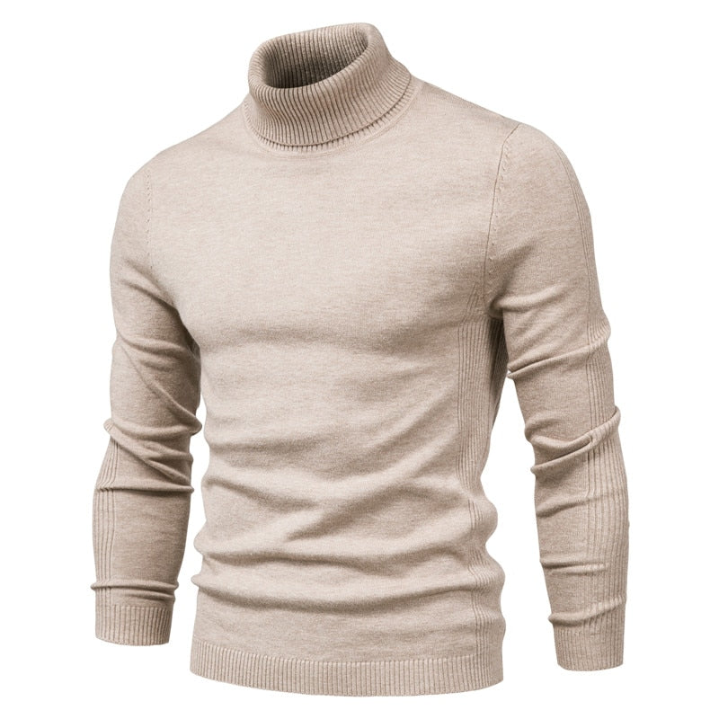 Pull en Laine Col Roule Homme Beige