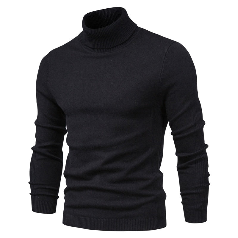 Pull en Laine Col Roule Homme Noir