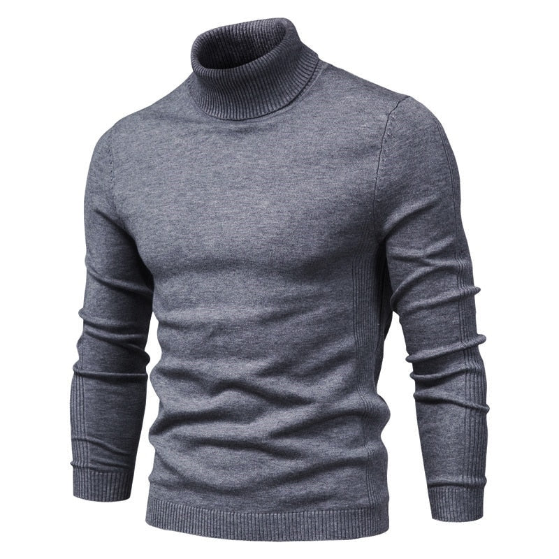 Pull en Laine Col Roule Homme Gris Fonce