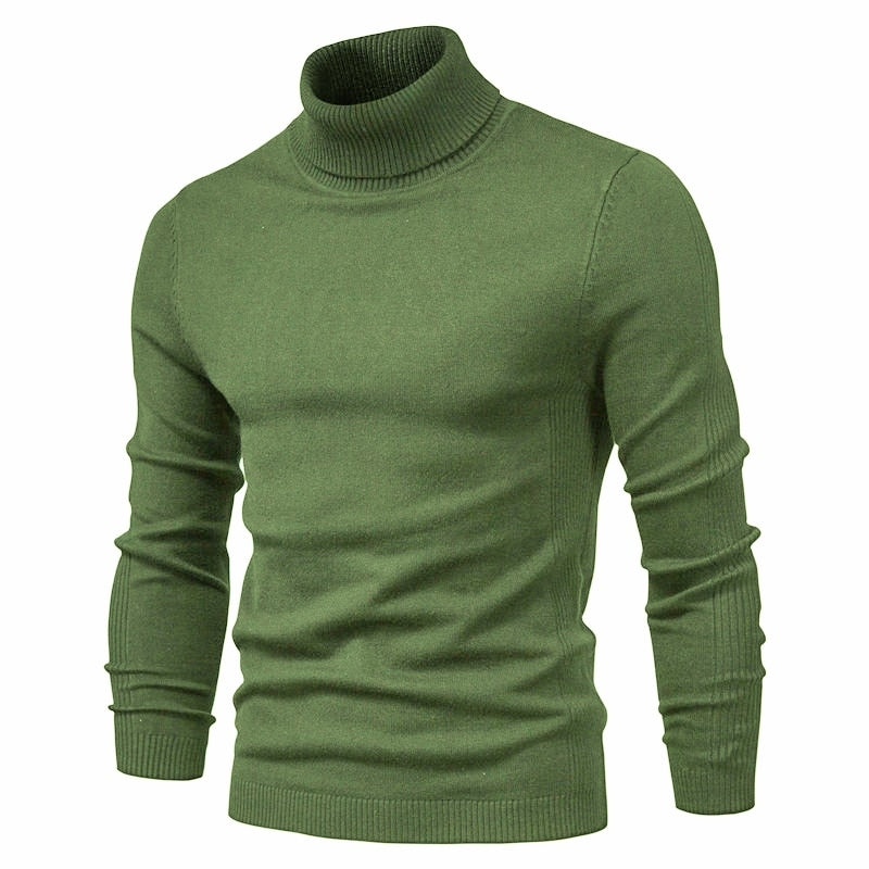 Pull en Laine Col Roule Homme Vert