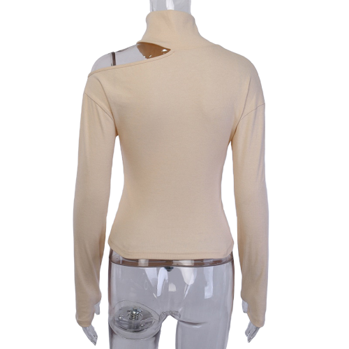 Pull à Col Roulé beige Femme