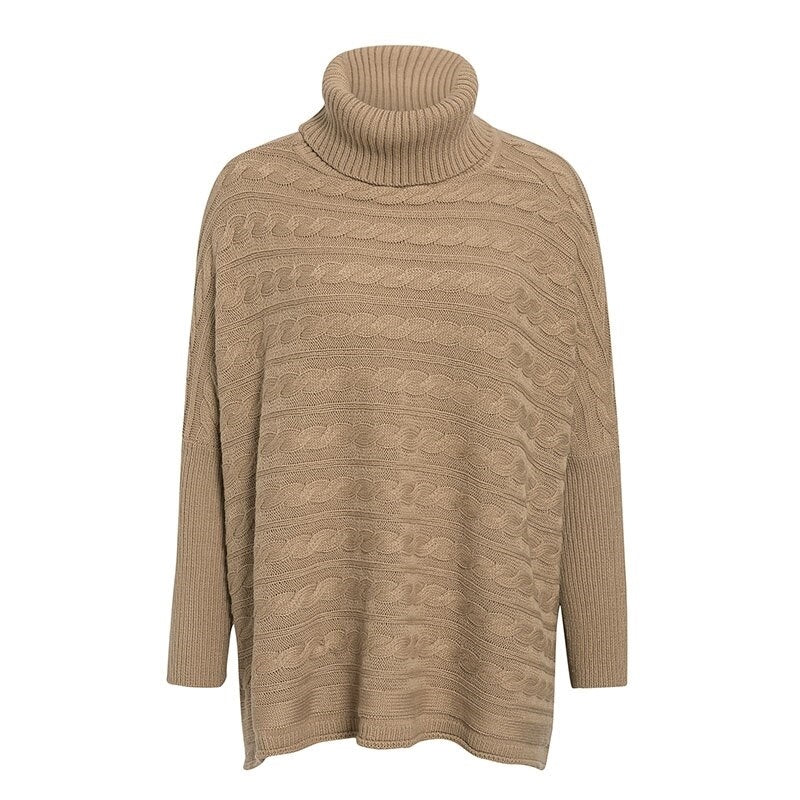 Robe-Pull Col Roulé Beige