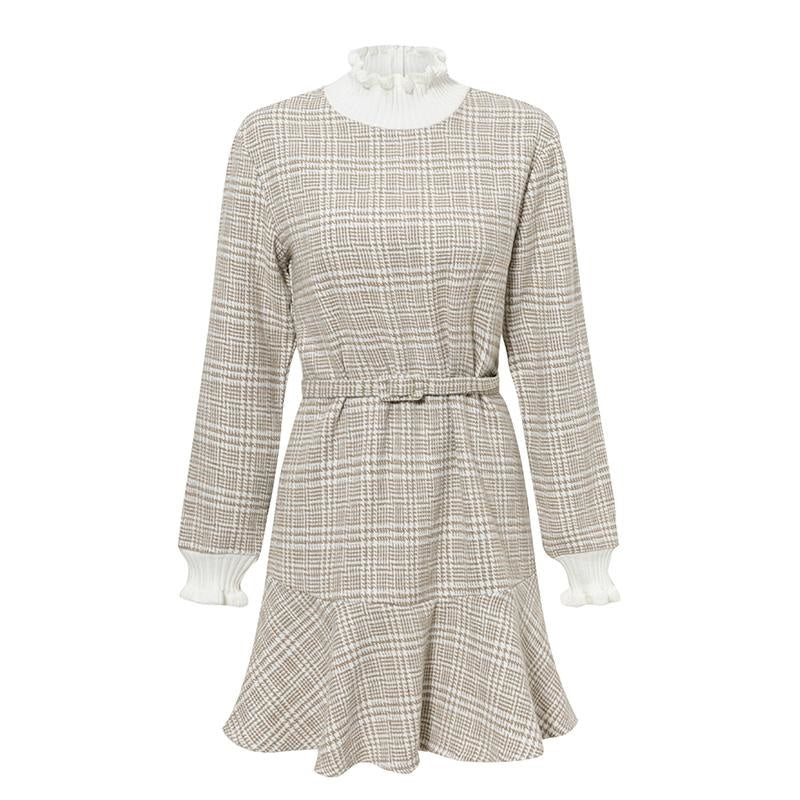 Robe Beige Col Montant