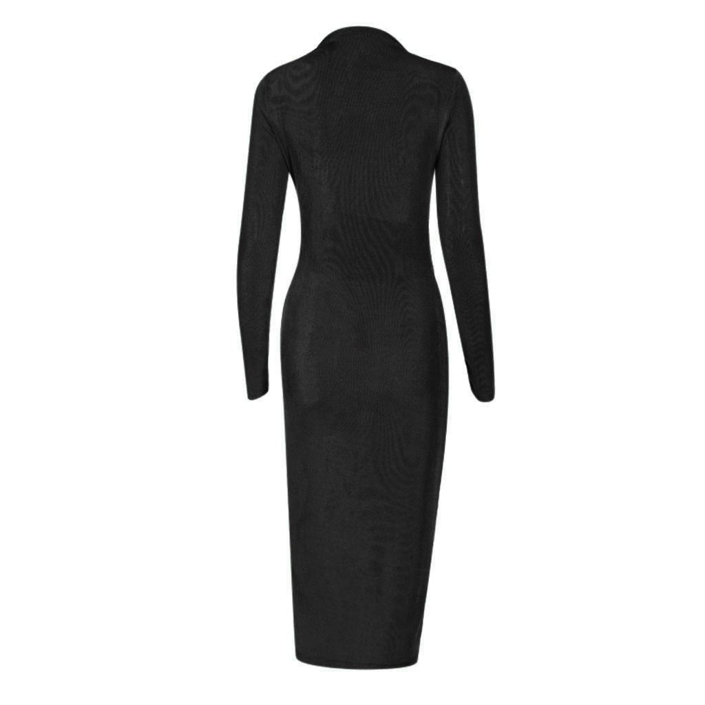 Robe Longue Col Semi-Montant Noir