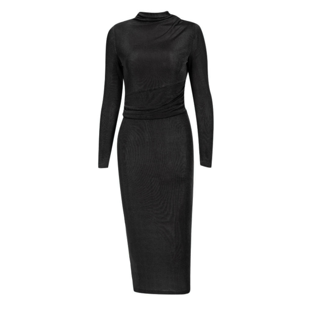 Robe Longue Col Montant Noir