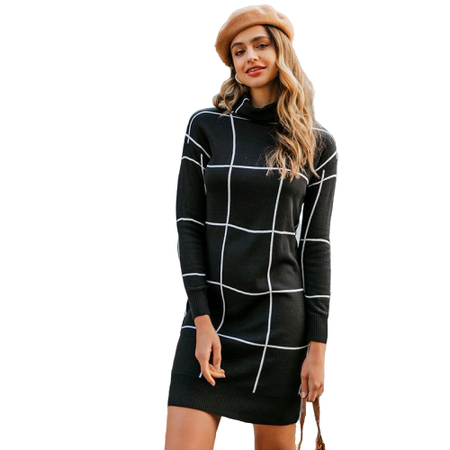 Robe Pull Col Roulé Noir
