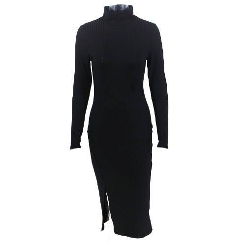 Robe Col Roulé Montante Noire
