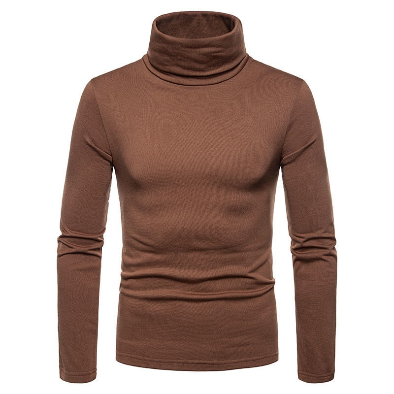 T-Shirt Manche Longue Col Roulé Homme Marron