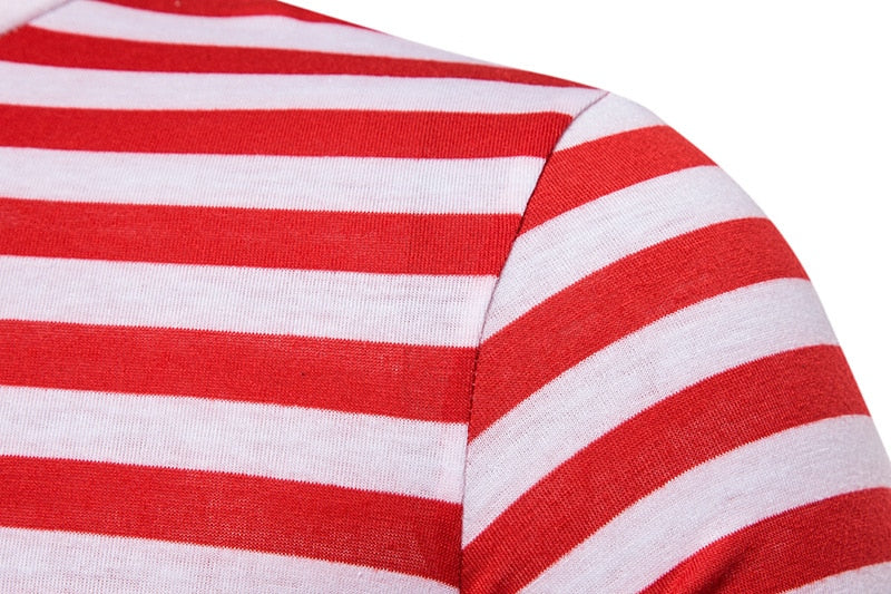 Col Montant Rayé Homme Rouge
