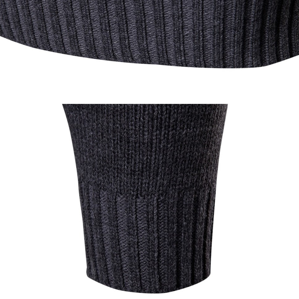 Pull Col Roulé Laine Homme Gris Foncé