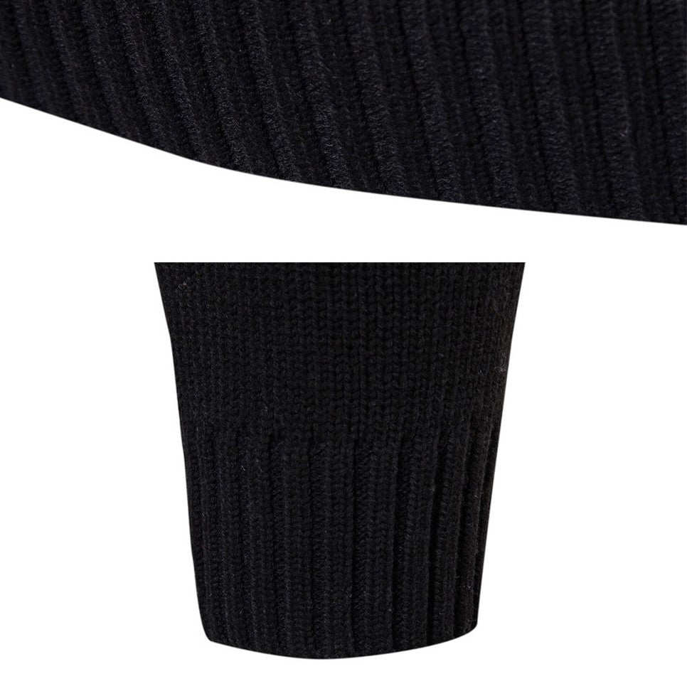 Pull Col Roulé Laine Homme Noir