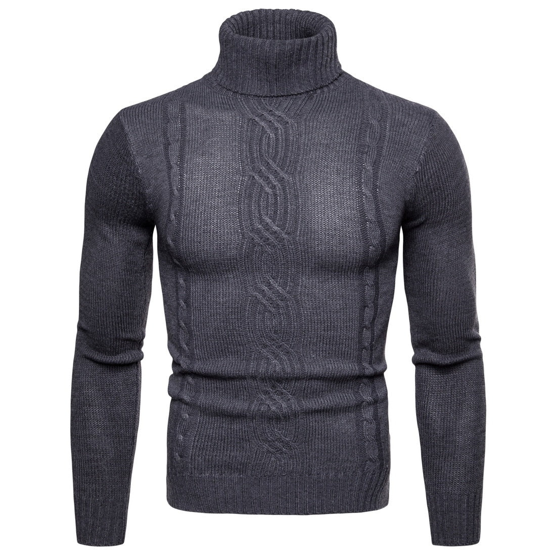 Pull Col Roulé Laine Homme Gris Foncé