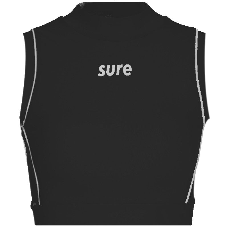 Crop Top Sans Manche Noir