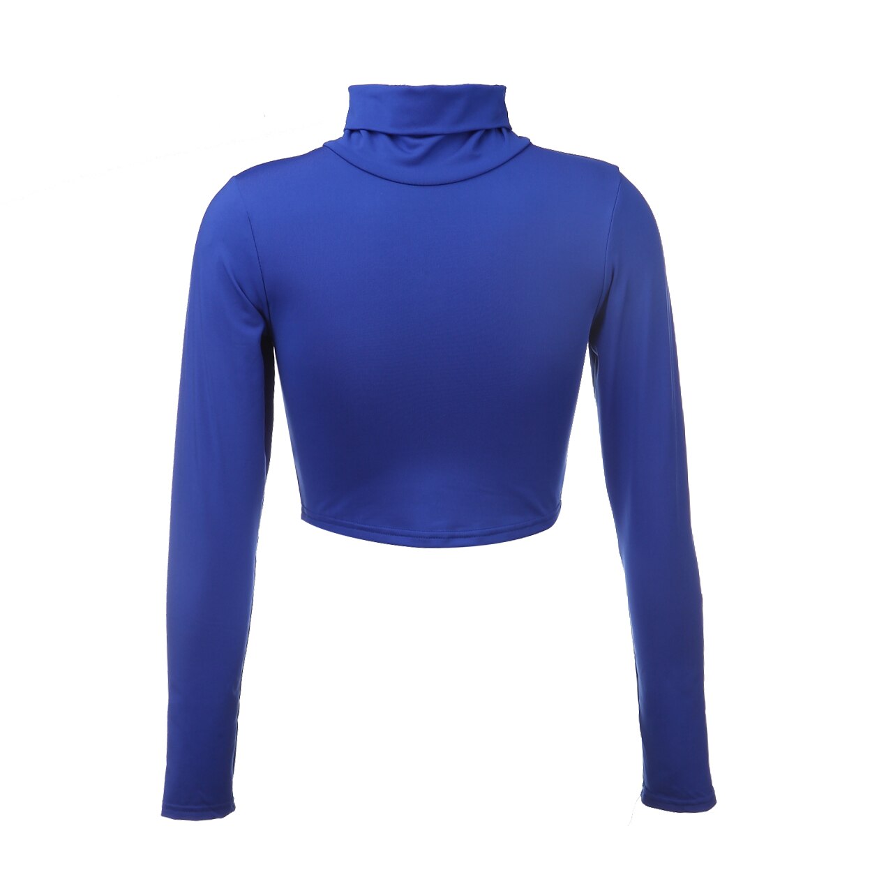 Crop-Top Bleu Col Roulé