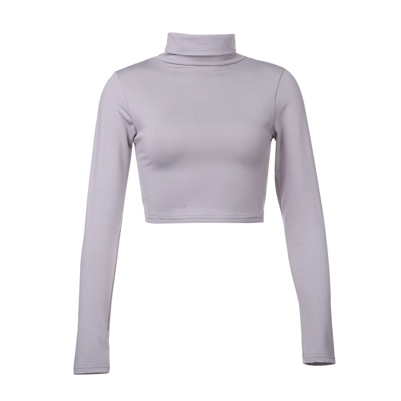 Crop Top Gris Col Roulé