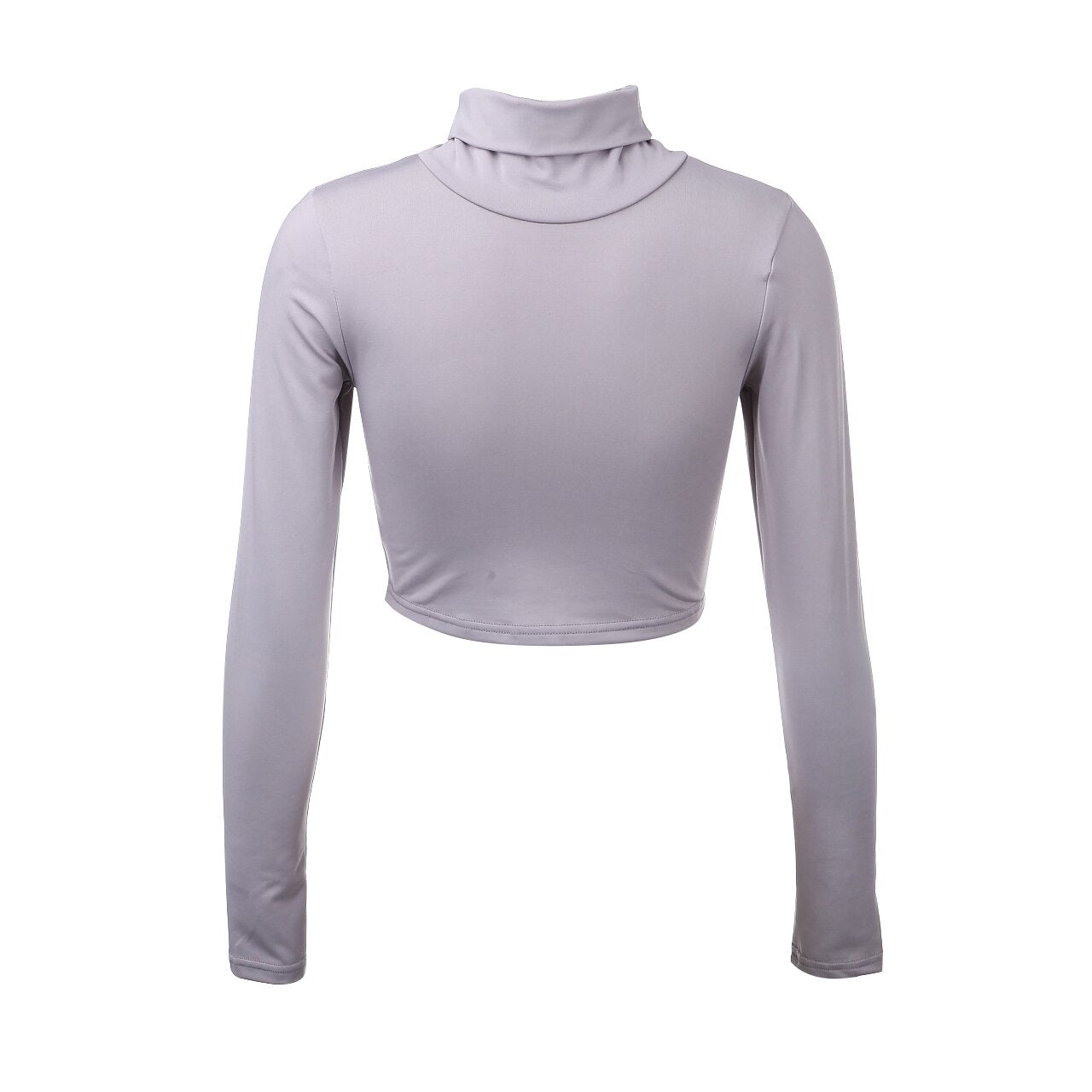 Crop-Top Gris Col Roulé