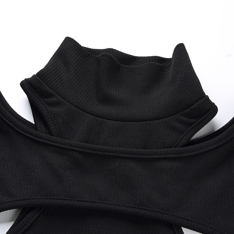 Crop Top Ouvert Noir