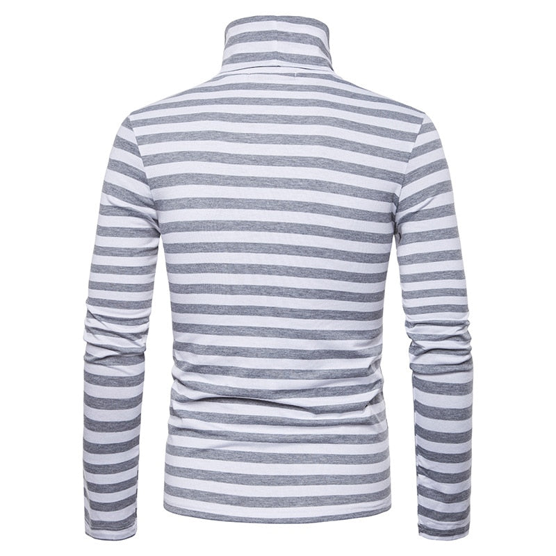 Col Montant Rayé Homme Gris