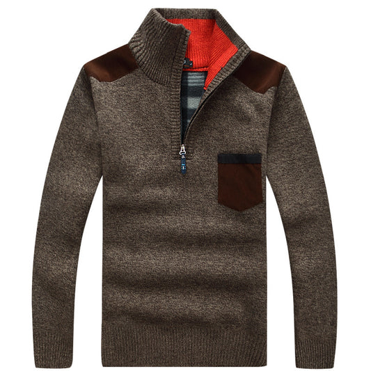 Pull zip Homme Marron