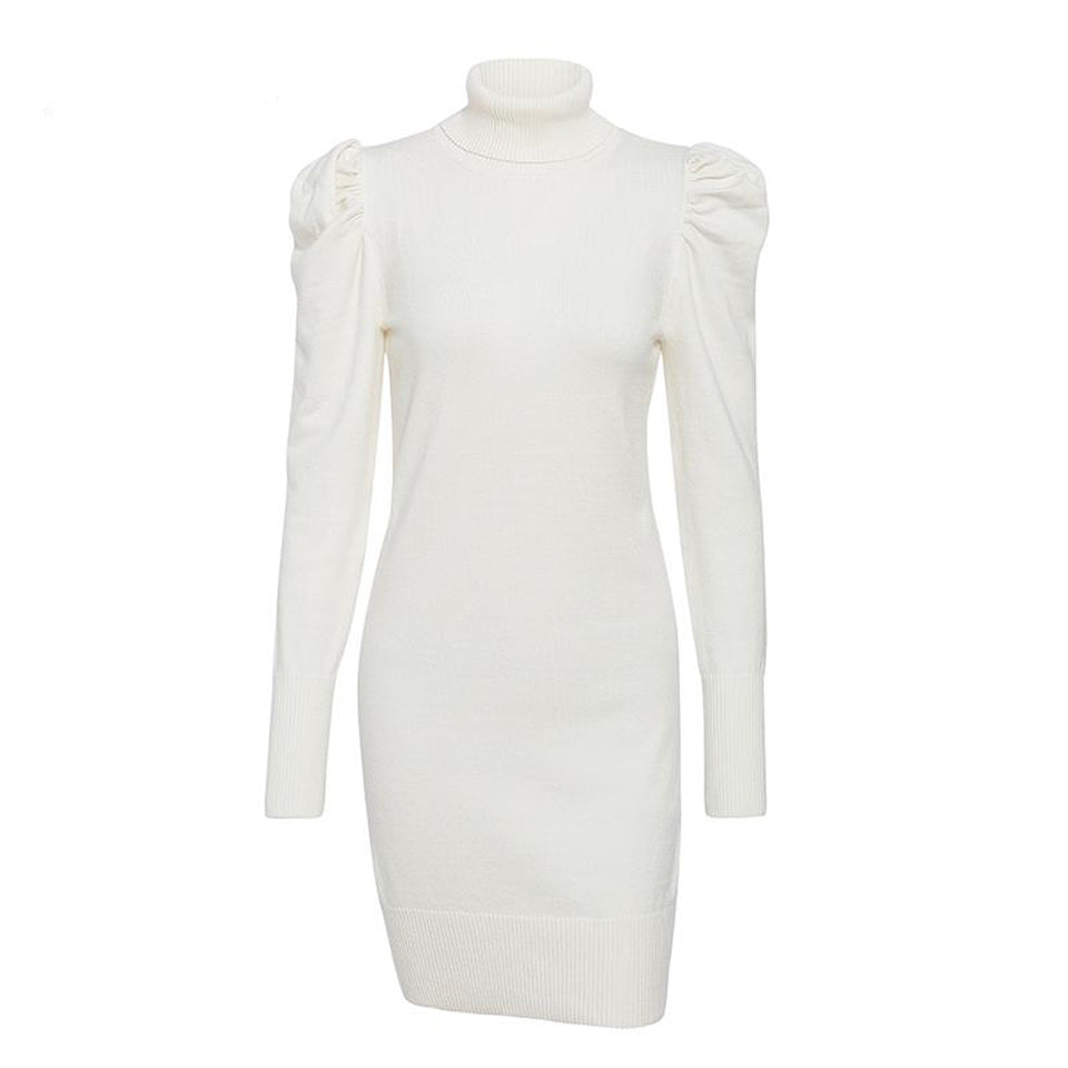 Robe Col Roulé Blanc
