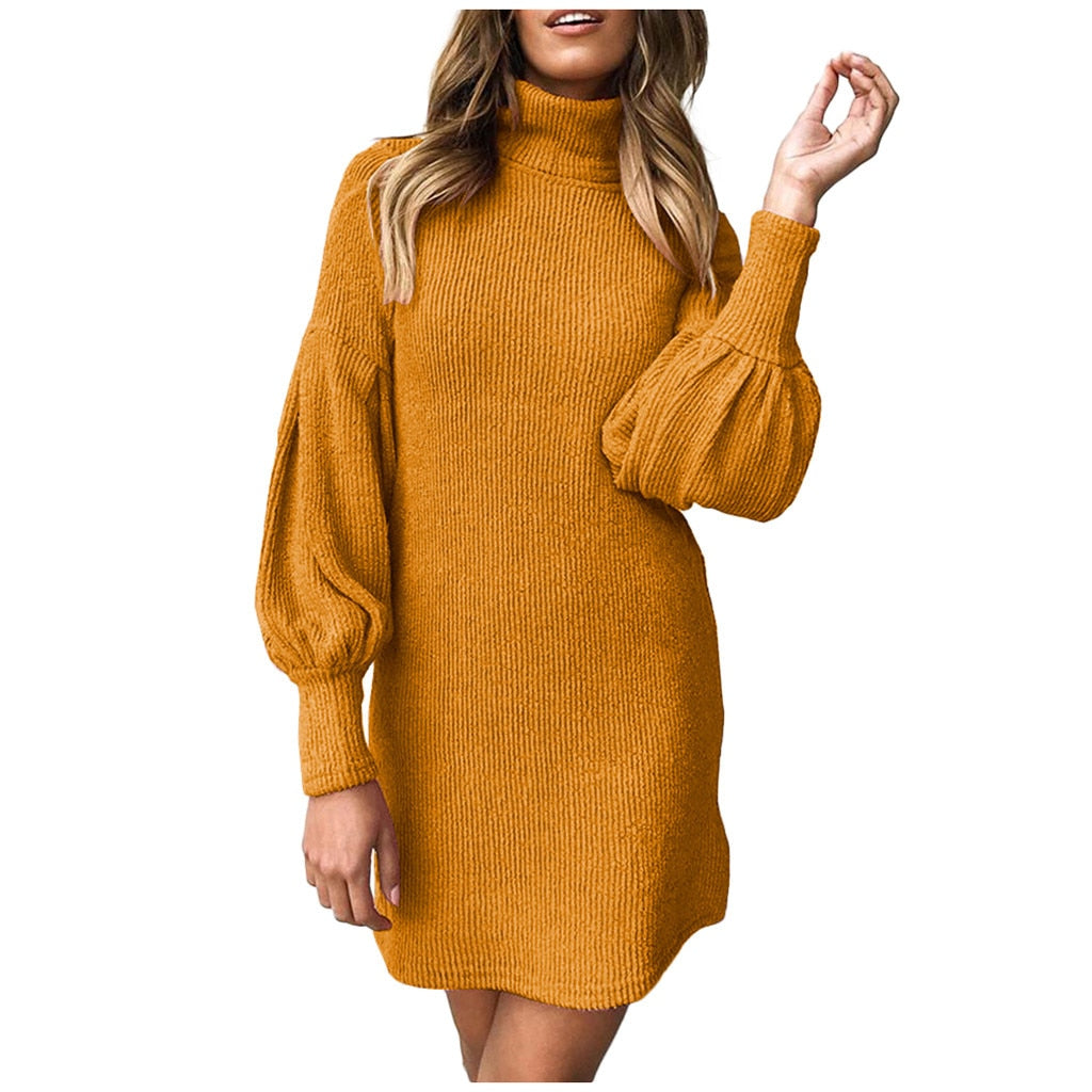Robe Pull Col Roulé Femme