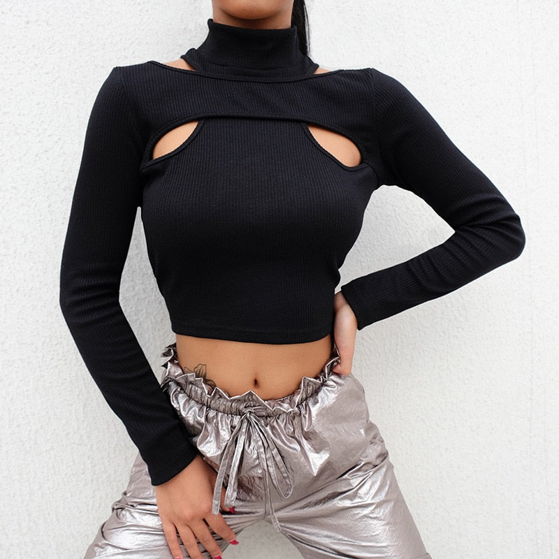 Crop-Top Ouvert Noir