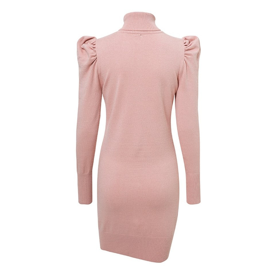 robe col roulé rose