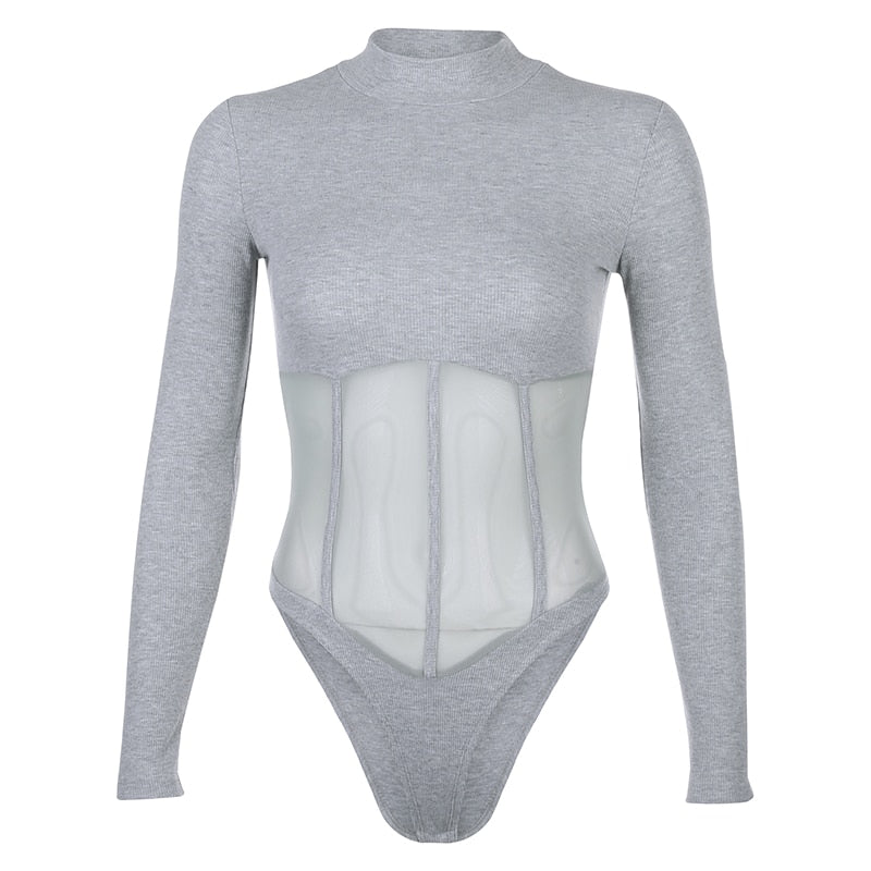 Body Col Montant Femme Gris