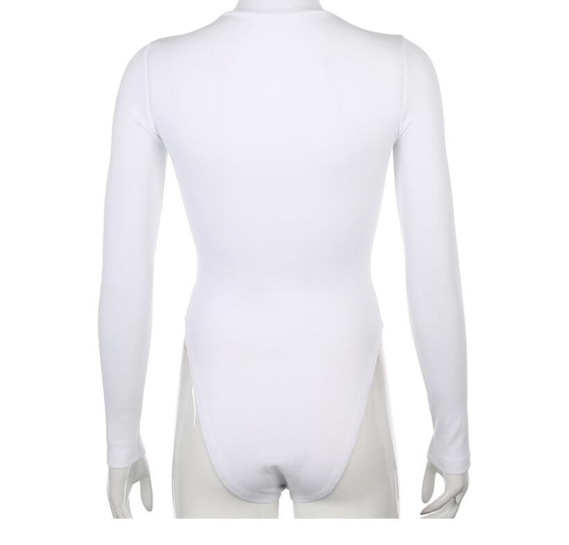 Body Col Montant Femme Blanc de Dos