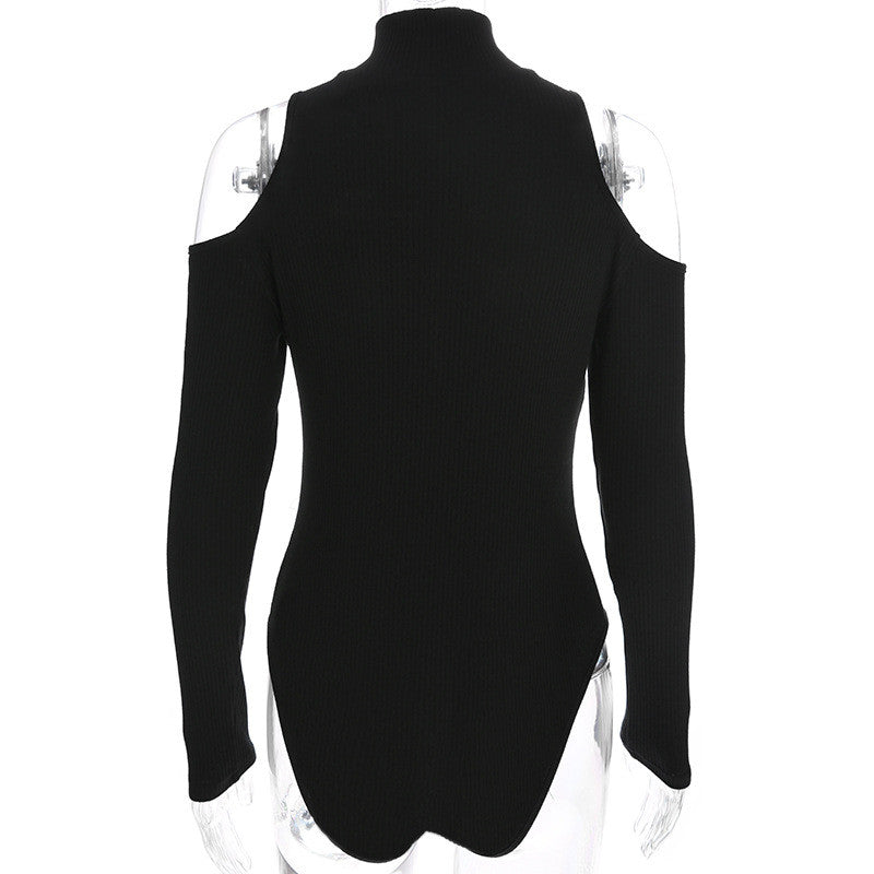 body noir femme zippé