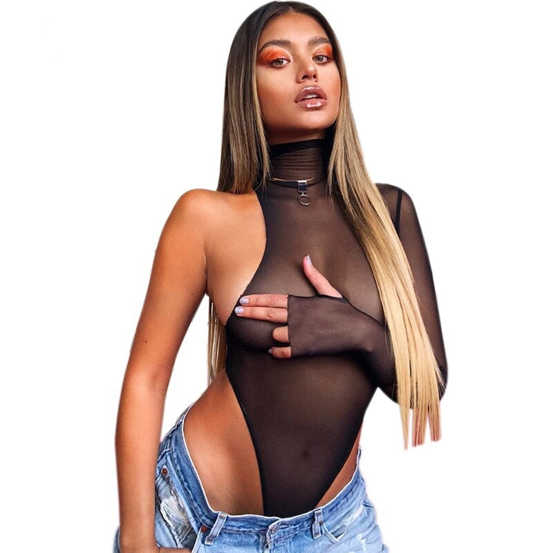 Body Transparent Col Montant Femme